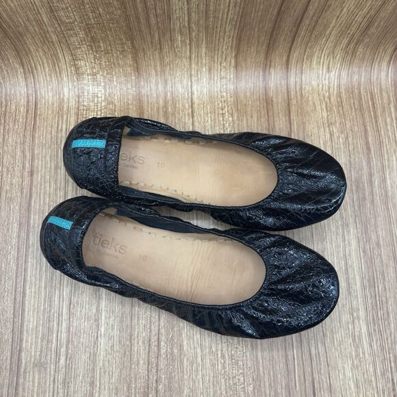 Tieks by Gavrieli Women Size 10 Foldable Ballet Flats Obsidian Black Croc Patent - Picture 9 of 16